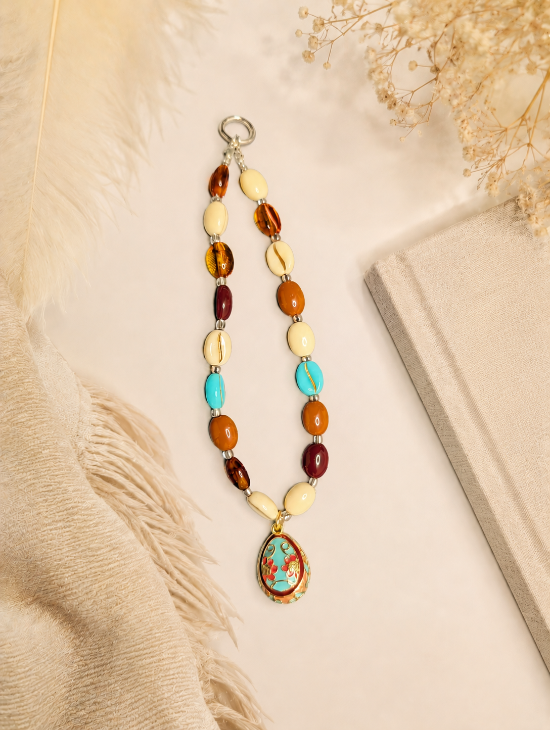 Boho Enamel Coffee Phone Strap Charm